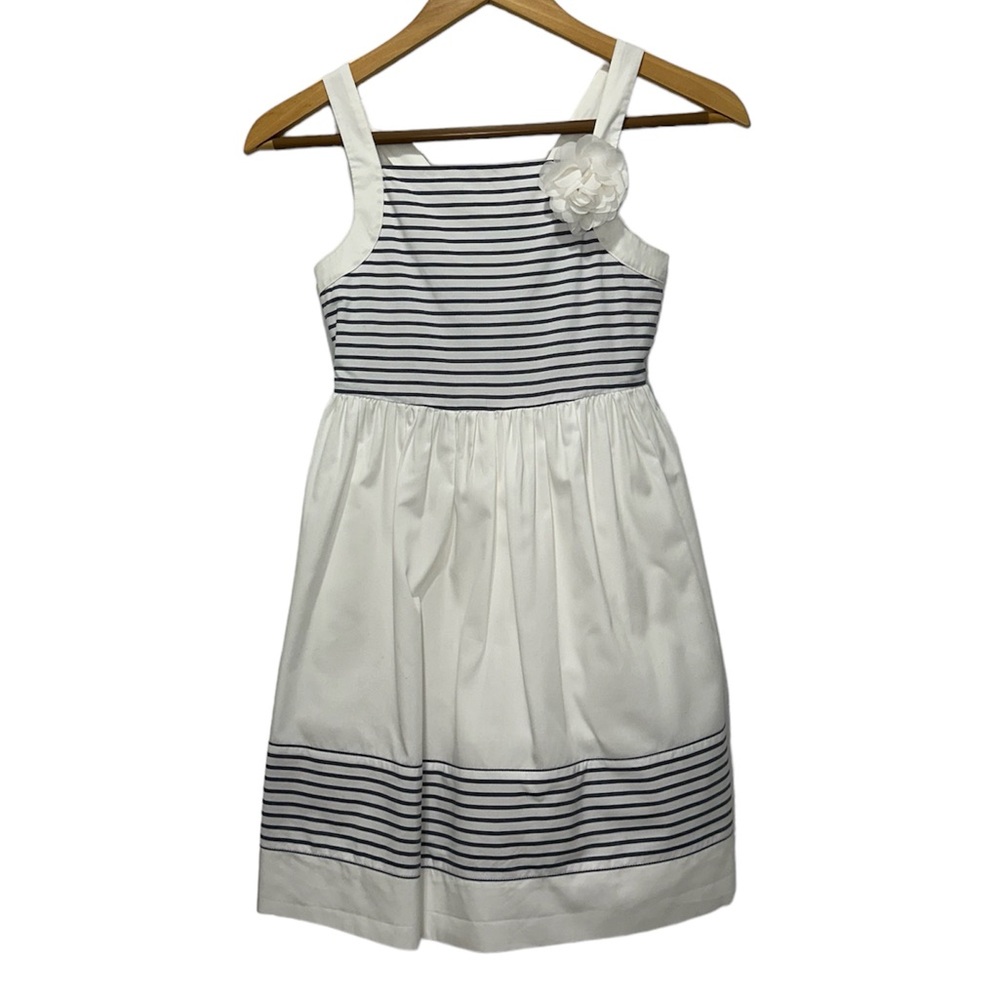 Janie & Jack Dress Striped Blossom White & Blue Girls Size 7